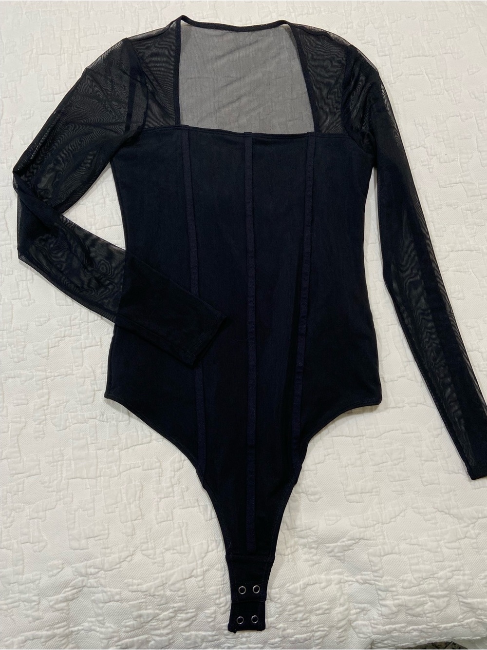Abercrombie & Fitch Black Sheer-Panel Bodysuit